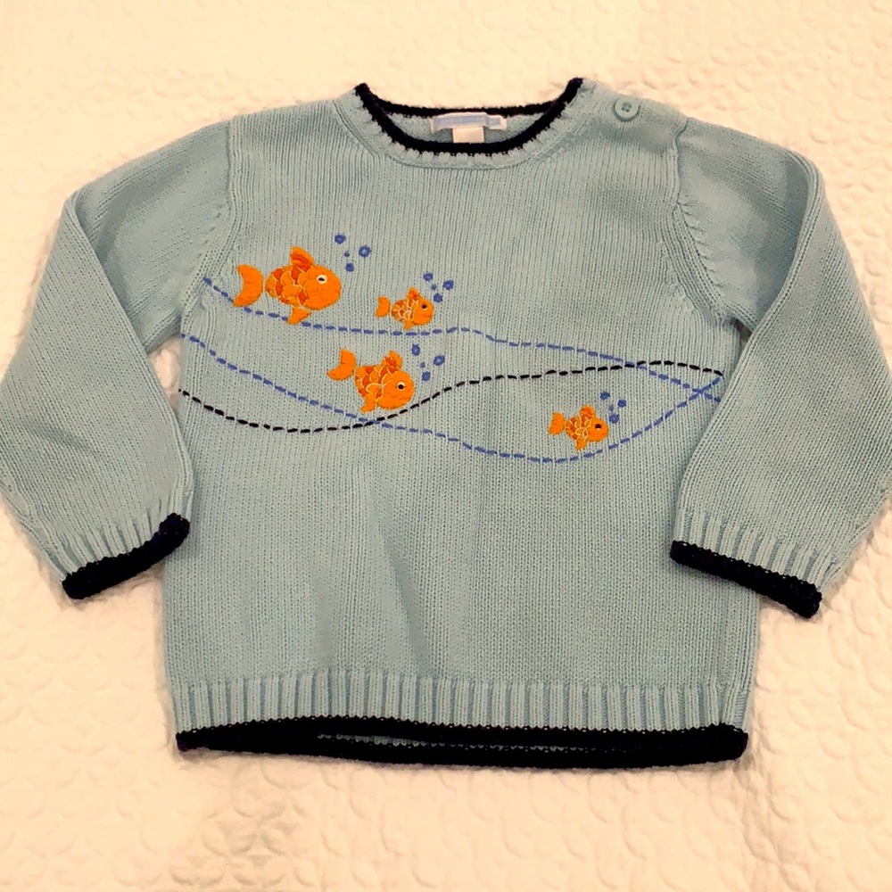 Janie and Jack Knit Fish Sweater